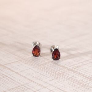 Garnet Pear Post Earrings 1 Carat TW